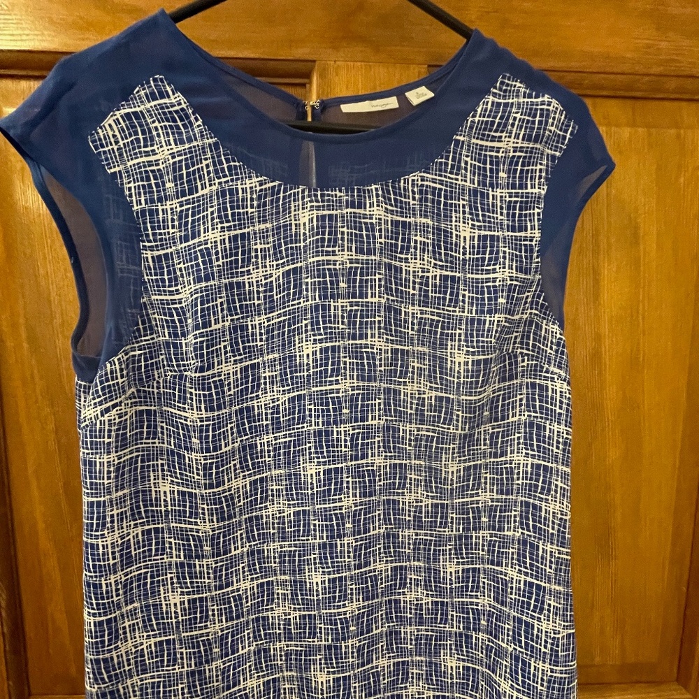 Halogen blue chiffon print cap-sleeve blouse Petite Small